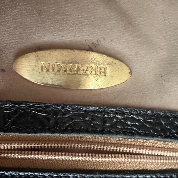 Brahmin Jacqueline Melbourne Hobo Tote Croc Embossed Black Leather Large Bag, - Picture 9 of 11